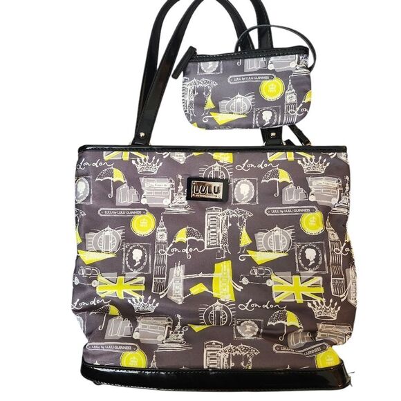 Lulu's Guinness London Vinyl Faux Patent Bag‎ Tote With Coin Pouch - Picture 1 of 14